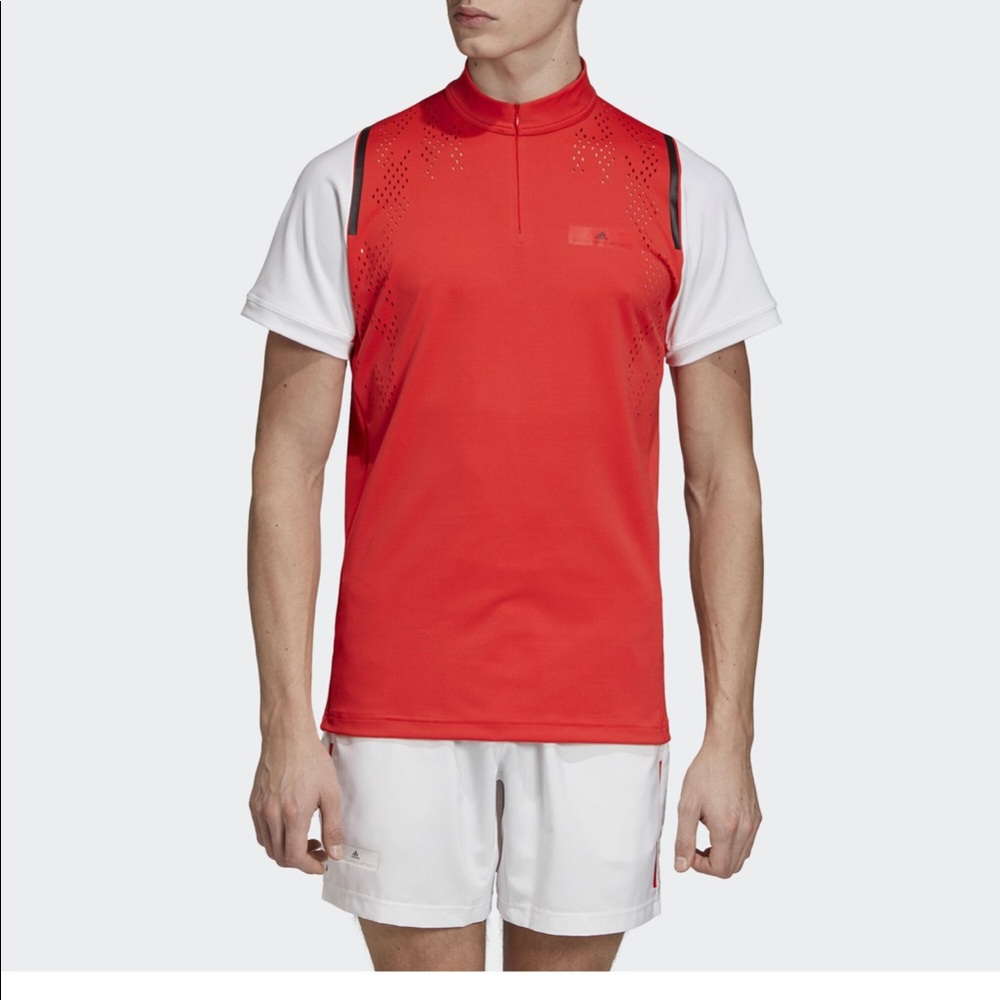 Adidas Stella McCartney mens court zip tee in active red sz xs womens unisex